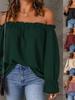 Women's Off-the-Shoulder Chiffon Blouse - European and American Style, Solid Color Pullover for Spring and Autumn, Sexy & Elegant.