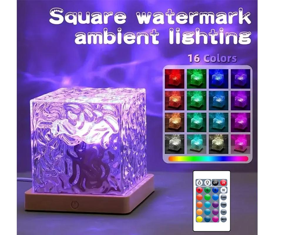 Projector Night Light Galaxy Ocean Wave Usb RGB Led Lights 3D Crystal Night Lights For Bedroom Desk Dynamic Rotating Light
