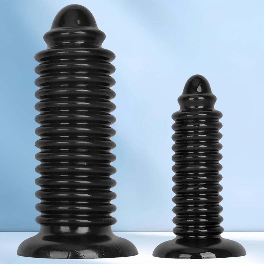 Black PVC Threaded Large Dildo Butt Plug Fisting Sex Toy Strap on Penis Big Dick Realistic Penis BDSM