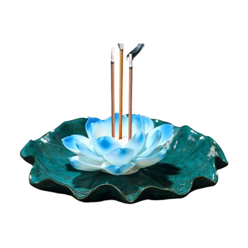 Ceramic Lotuses Incenses Burners for Stick/Coil/Cone Flower Insence Stick Holders Detachable Ashes Catcher Home Decors