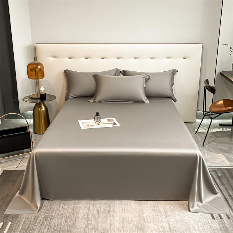 Popular 100% Cotton Sateen Bed Sheet Set - Solid Color, Long Staple Cotton, Single/Double Sizes, Three-Piece Collection