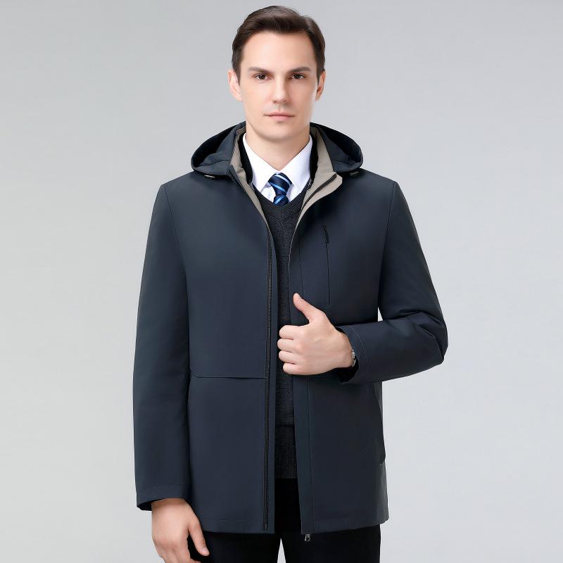 2024 Men's High-End Autumn Winter Hooded Down Jacket - Windproof, Warm, Casual Top for Middle-Aged