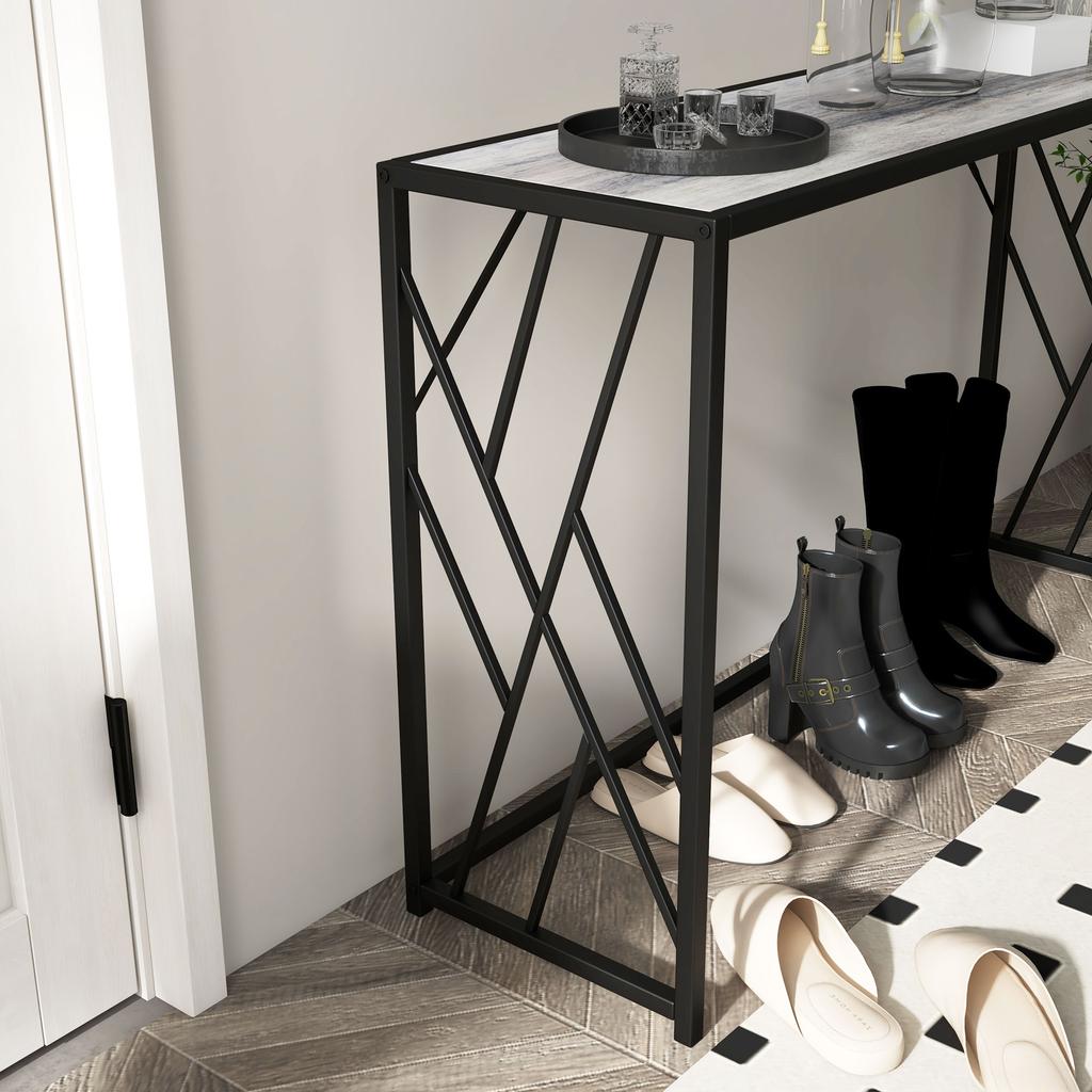 Console Table, Industrial Sofa Table with Metal Frame for Living Room, Hallway, 120 cm, Grey