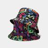 Sombrero de Pescador WoZhen Personalizado de Doble Cara Estampado de Personaje Multicolor Logo