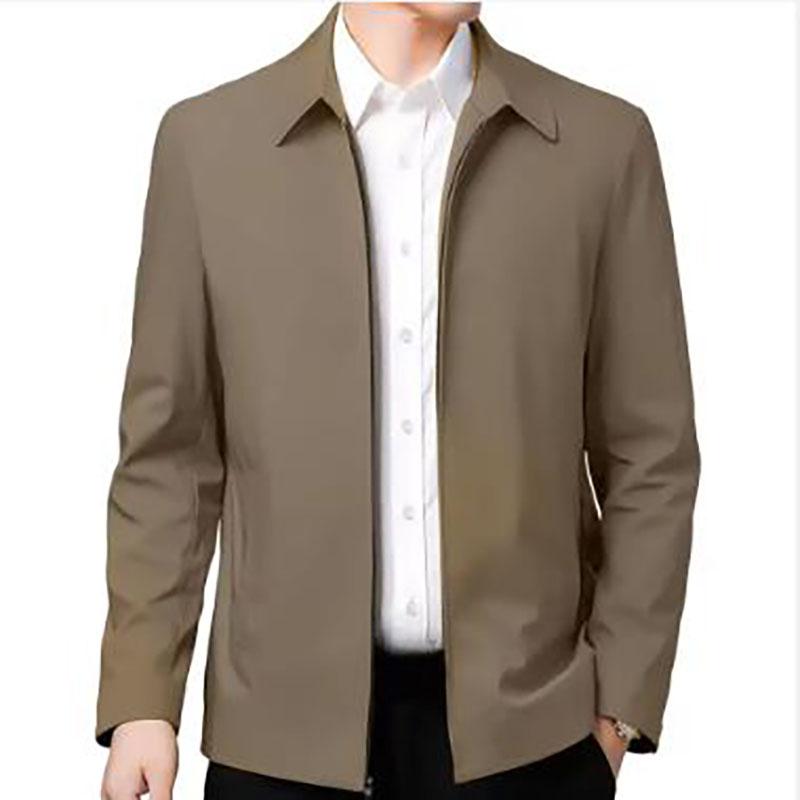 Men's Spring and Autumn Thin Section of The Large Size Lapel Jacket Dad's Jacket Men's Casual Business Comfortable Jacket