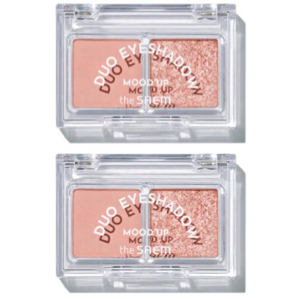 The Saem Mood Close-fitting Duo Eyeshadow CR01 Sugar Coral x2