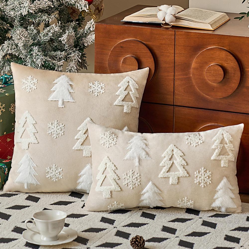 Sofa Couch Christmas Pillow Covers Xmas Trees Pattern Home Textile Cushion Cover Christmas Supplies Christmas Cushion Covers