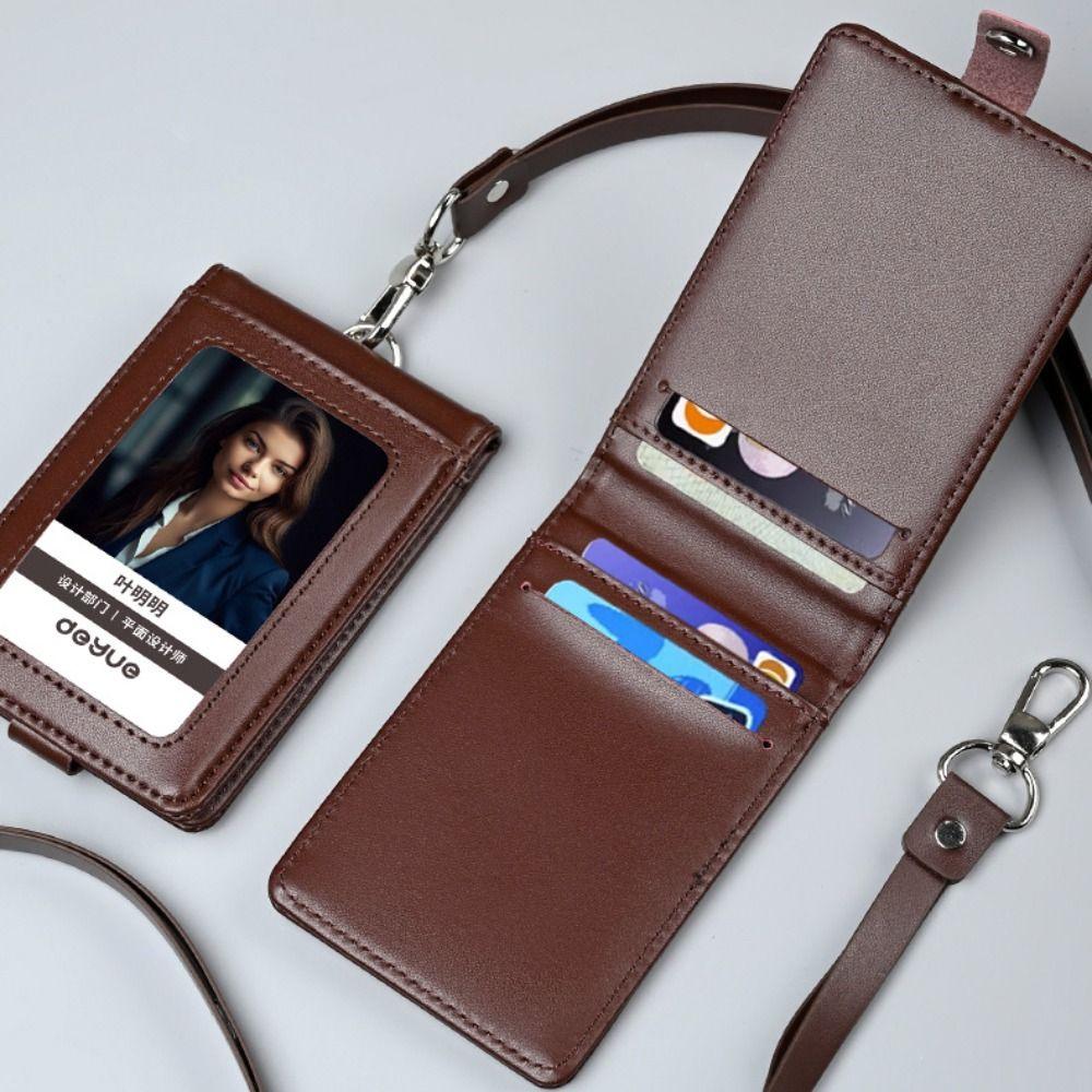 

Protective Employee Pass Work Card Case Leather Flip Chest Card Bag ID Tag Badge Holder Student 1PC Blue