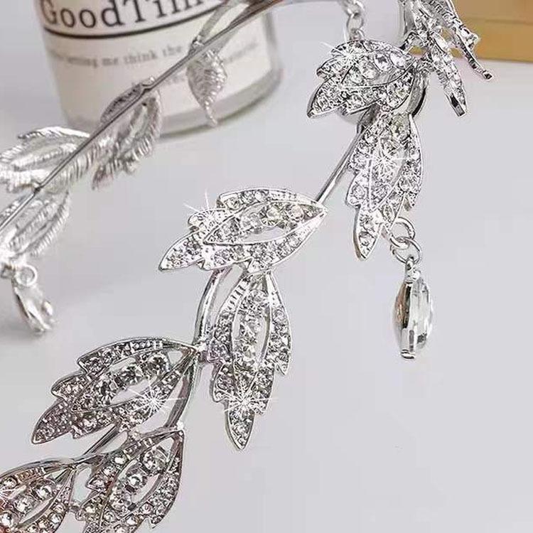 Kronenblätter, Wassertropfen voller Diamanten, Stirn der Braut mit Wasserdiamanten geschmückt, Hochzeitskopfbedeckung voller Diamanten, Kronenstirnbänder