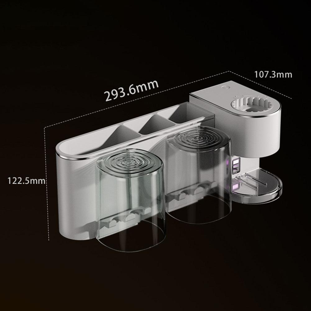 Wall Mounted Automatic Toothpaste Dispenser with Toothbrush Holder Waterproof Six Adjustable Levels Multi Functional Design