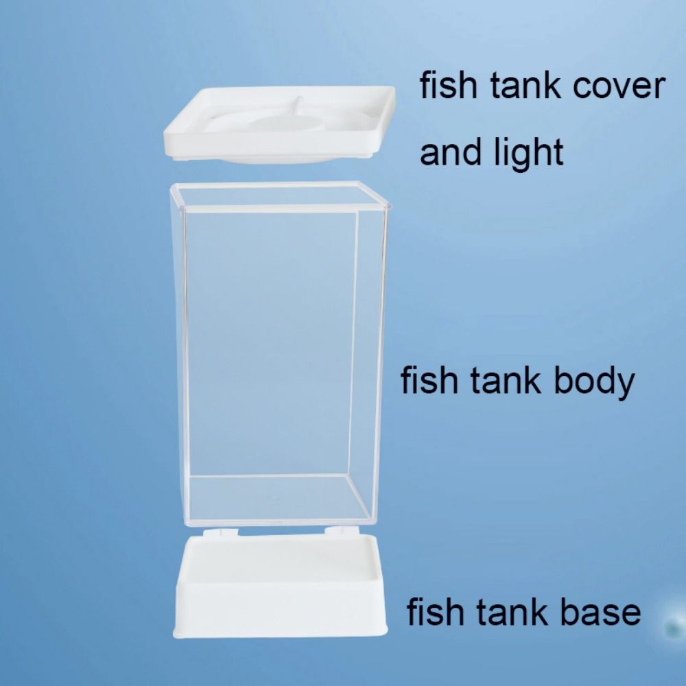 Adjustable Mini Fish Tank Plastic LED Fish Tank Betta Aquatic Plants Tank Goldfish Bowl  For Home