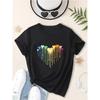 Summer Baby Girl Black Clothes Kid Girls Casual Colorful Heart Printed T-shirts Children Fashion Crew Neck Short Sleeve Top