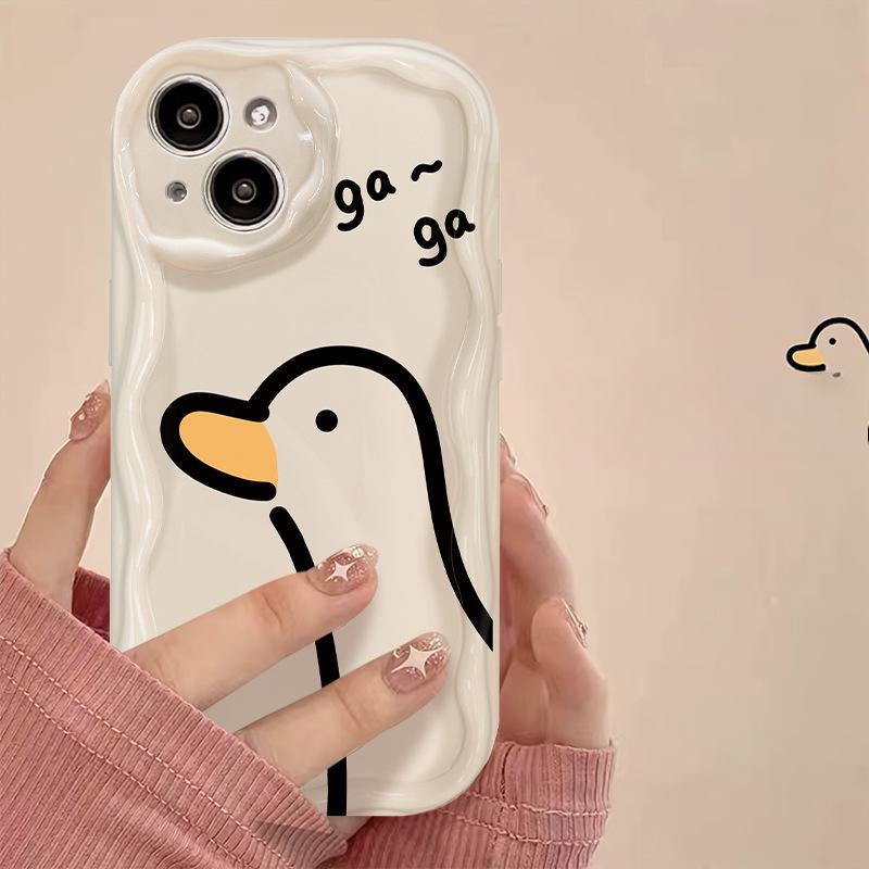 Applicable To Apple 15promax Mobile Phone Case IPhone 14/13 Simple Line Duck 11/12 Silicone Protective Case