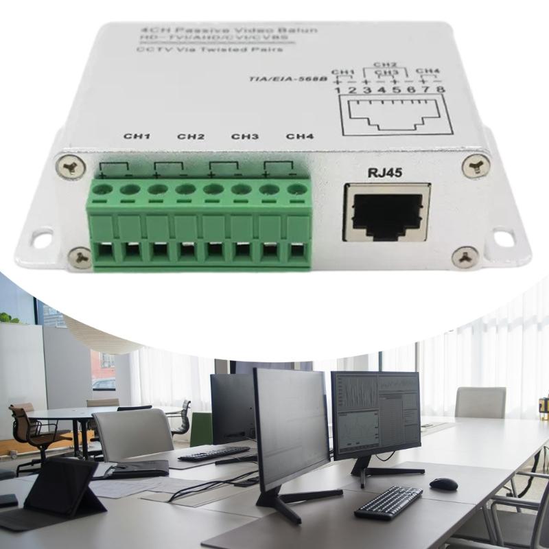 4CH Passive Video Balun for CVI AHD Cameras CCTV Via Twist Pairs UTP Video Balun BNC To UTP RJ45 4CH Transceiver