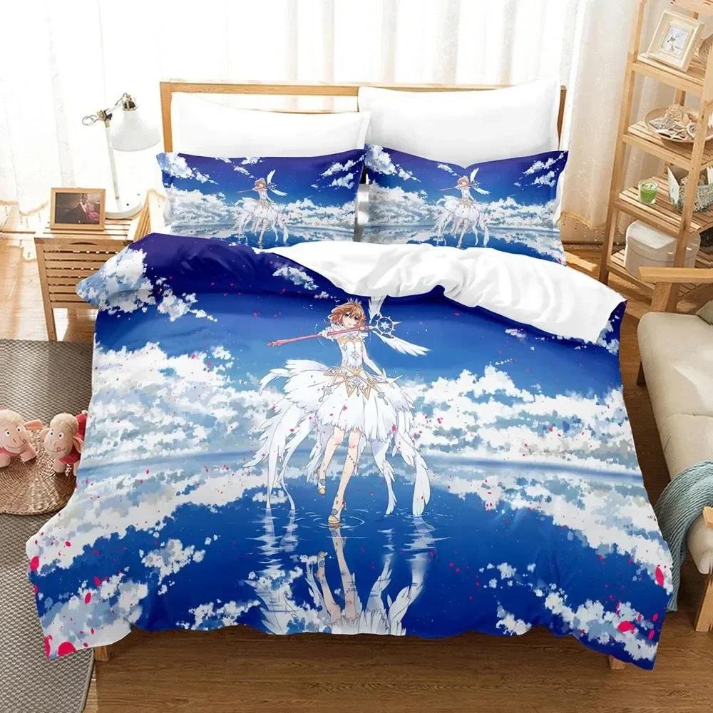 3D Cardcaptor Sakura Bettwäsche-Set Bedrucktes Bettwäsche-Set Mit Kissenbezug Bettbezug Weich Einzel Doppel Queen King Size Heimtextilien