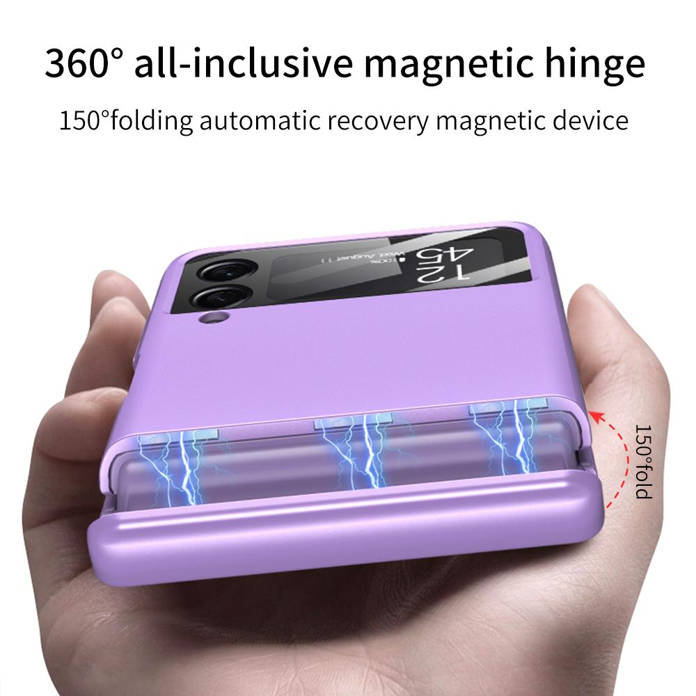 Magnetic Hinge Shockproof Matte Case For Samsung Galaxy Z Flip 4 5g Full Body Hard Armor Cover For Samsung Z Flip4 Magnetic Case
