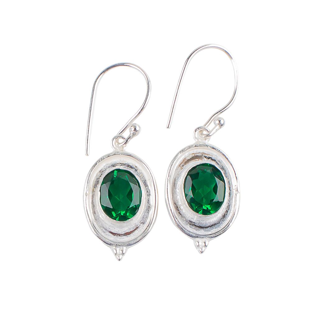 Chrome Diopside Gemstone 925 Sterling Silver Handmade Women's Jewelry Daily-Wear Drop Earrings 1.50" EE-1-3