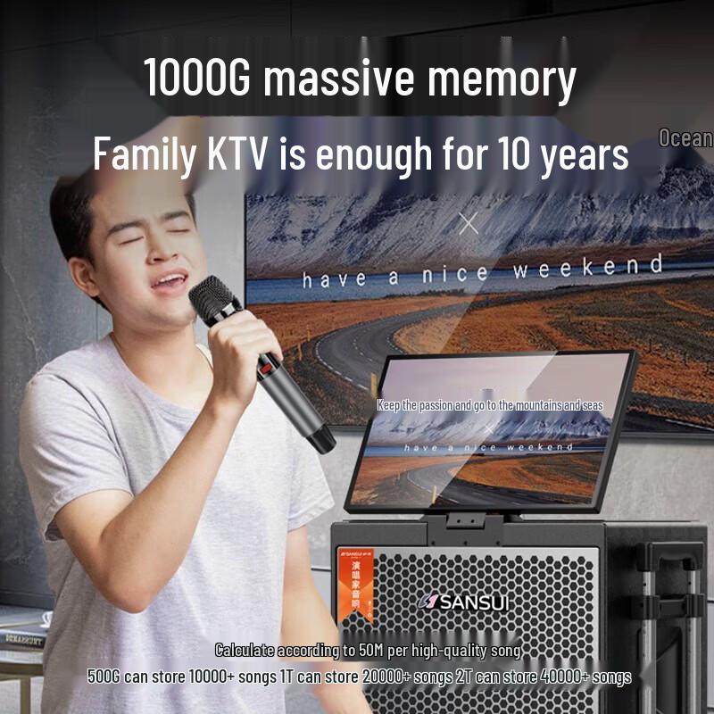 SANSUI PE Series Portable KTV Speaker with Display CN plug (adapter included) (CN version)