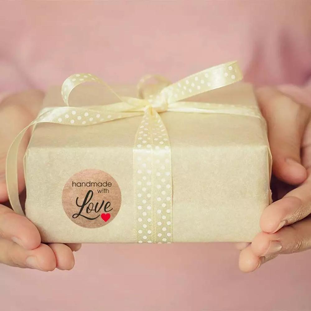 100-500Pcs Vintage Kraft Paper Stickers Scrapbook Gift Stationery Label Stickers Handmade With Love Thank You For The Stickers