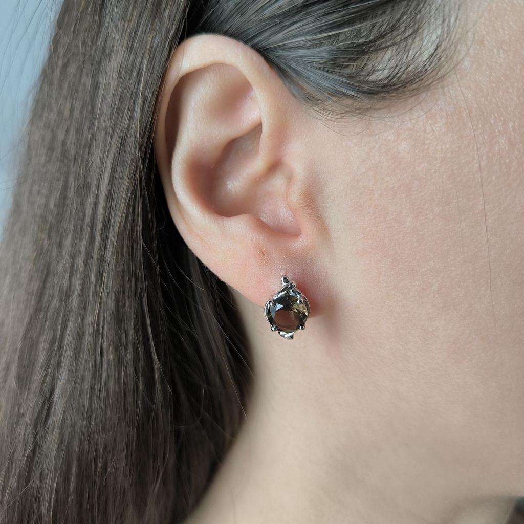 Cercei din argint cu rauchtopaz natural (cuarț fumuriu) 3,467 ct (2180586)