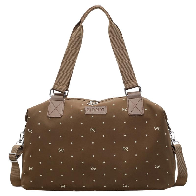 Polka Dot Bow Print Duffle Bag with Sturdy Top Handle Crossbody Strap Large Capacity Weekender Travel Tote