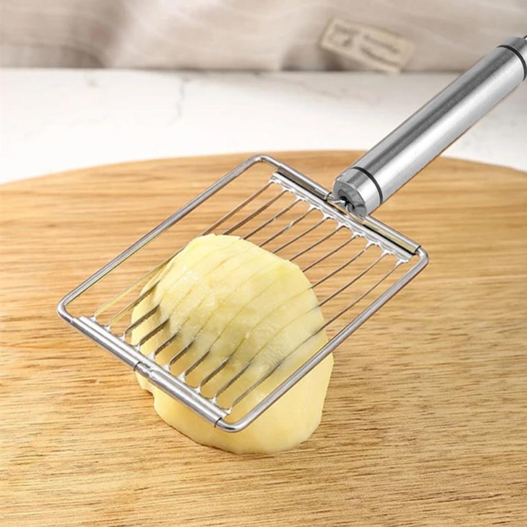 Krajalnica do cebuli ze stali nierdzewnej – Ergonomiczny uchwyt, szerokie płaskie ostrze do łatwego krojenia cebuli, pomidorów, ziemniaków i warzyw, bezpieczna i trwała kuchnia