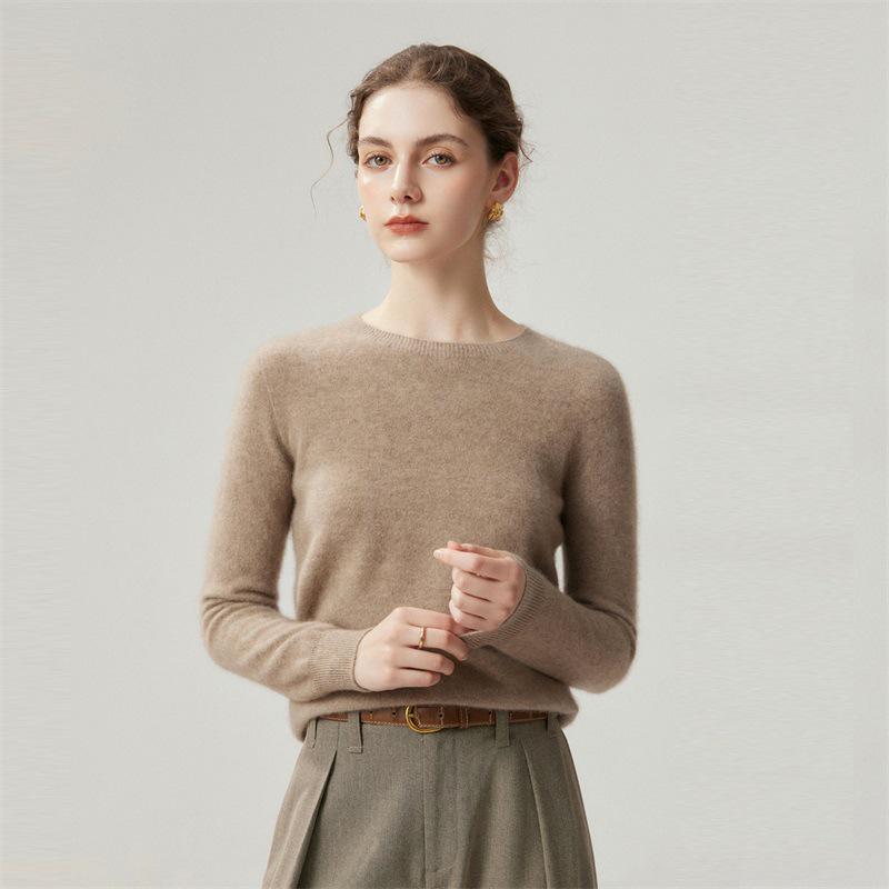 Women's Autumn/Winter Round Neck Pure Cashmere Knit Sweater