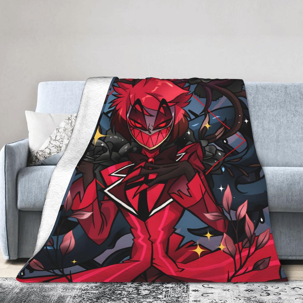 Warm Blanket Child Picnic Relax Alastor Vox Throw Blanket Hazbines Eles Flannel Bedspread For Bedroom Pattern Sofa Bed Cover