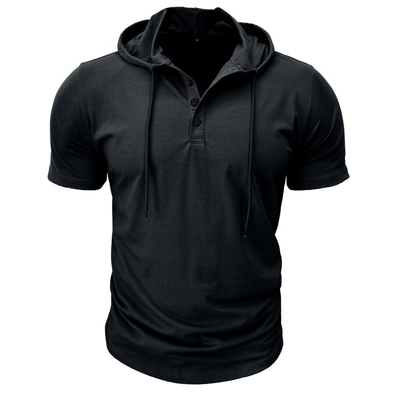 Men’s Short Sleeve Hooded Henley Shirt