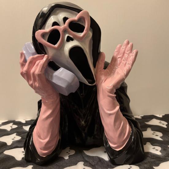 Skrikende spøkelsefigur Halloween Spøkelsesansiktstatue Samleobjekt Resin Skrekkkarakterpynt for Kaminhylle Skapdekorasjon