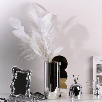 Simple Modern Geometric Metal Vase Living Room High-end Art Design Flower Container Model Room Soft Decoration Ornaments