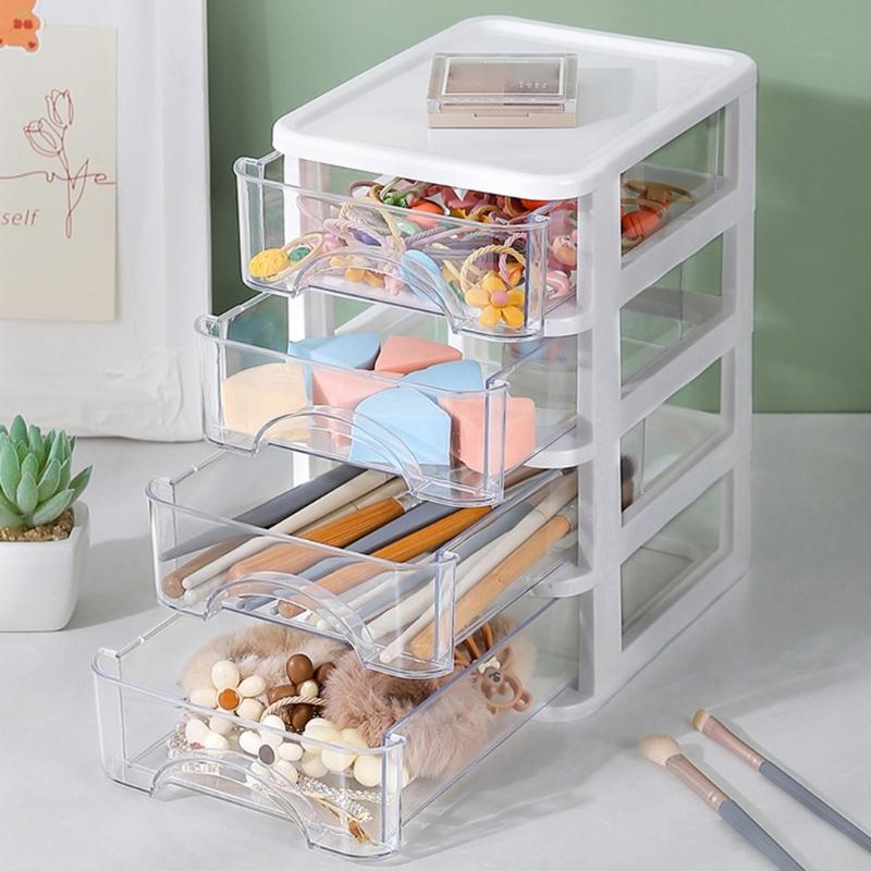 Clear Storage Organizer Desk Organizer with Drawers Plastic Stationery Organizer Makeup Organizer Storage Box for Office