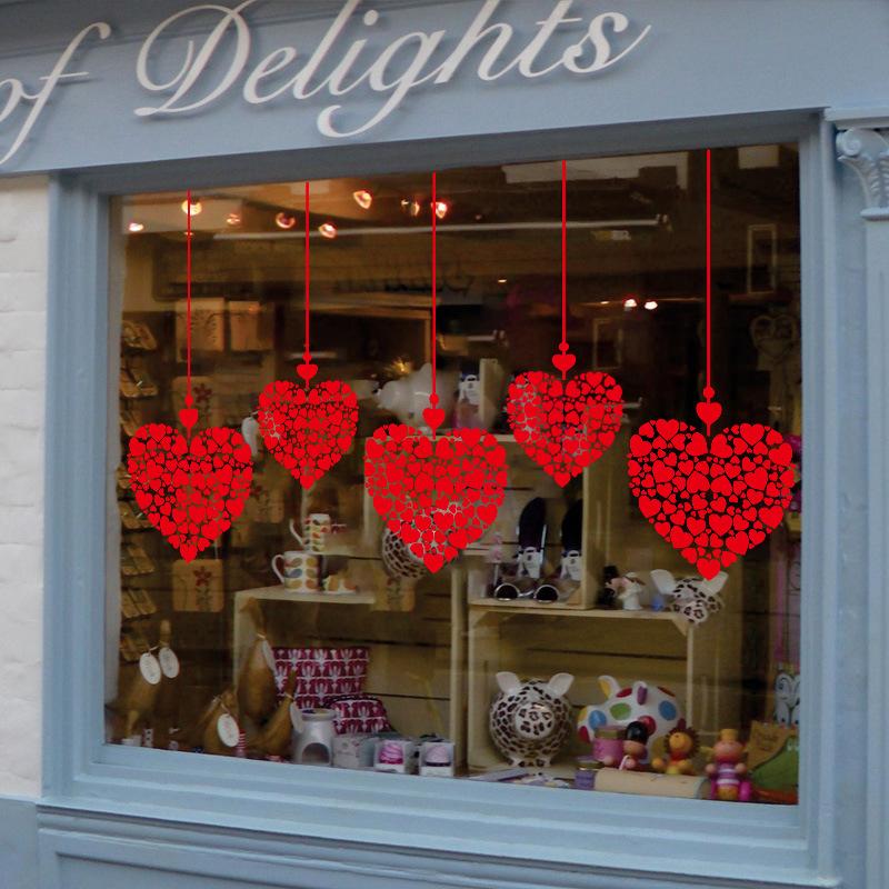 1pcs Valentine's Day Atmosphere Decorative Stickers,Heart-shaped Stickers For Glass Windows And Display Windows, Window Stickers