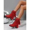 Rivet Suede Plus Size High Heeled Fashion Boots 2025 Winter New Fringed Boots for Women