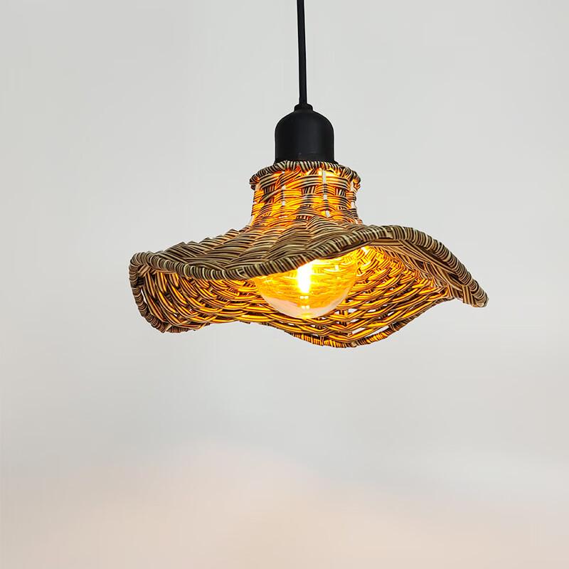Battery-Powered Rattan Hanging Lamp with Remote