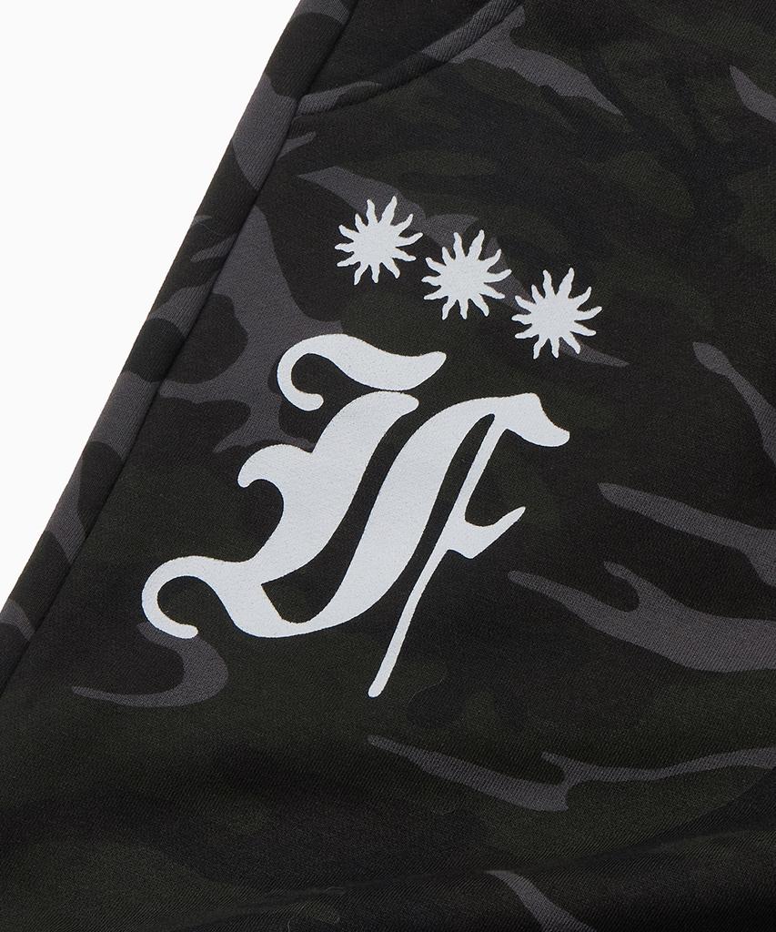 FREEMARIO Travel Camo Bermuda Sweatpants [Black]