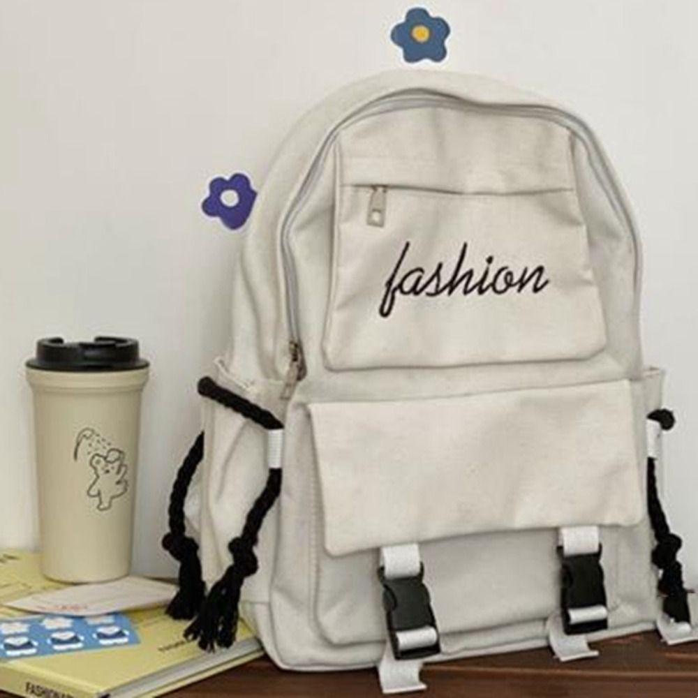 

Белый рюкзак в стиле колледжа, холщовый рюкзак Ins, большая вместительная сумка, модный рюкзак для ноутбука, студенческий рюкзак