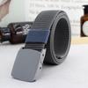 Men'S And Women'S Plastic Automatic Buckle Canvas Belt, Metal-Free Anti-Allergic Military Training Wide Jeans Belt