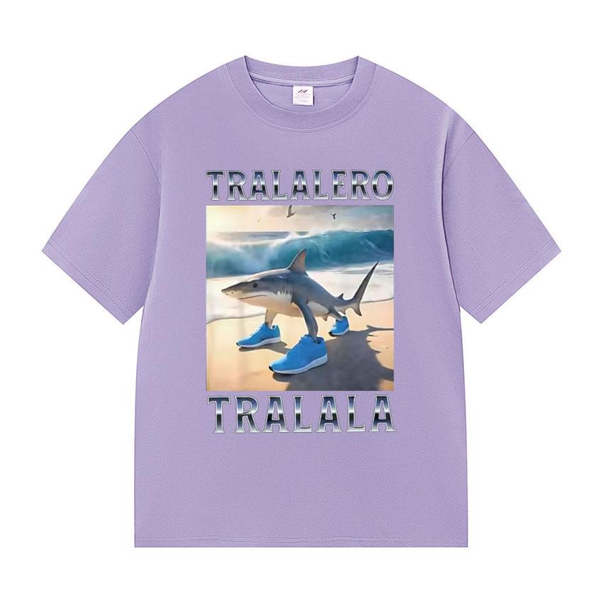 Tralalero Tralala T-shirts Graphiques Meme Requin Drôle Mode Unisexe T-shirt à Imprimé Oversize Unisexe Décontracté T-shirt en Coton Haute Qualité