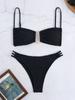 1011 New European and American Color Matching Sexy Lace-up Bikini Swimsuit Women's Three-point Beach Hot Spring Swimsuit