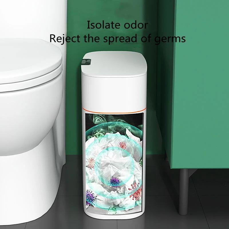 Smart Trash Can Household Bedroom Smart Sensor Touchless Trash Can with Lid Bathroom Deodorant IPX 5 Waterproof Bedroom Living Room Cracked Trash Can