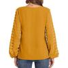 YYFS Camicette e camicie con scollo a V a maniche lunghe con stampa tinta unita primavera autunno moda casual da donna