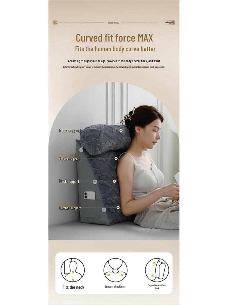 2025 New Large Backrest Cushion: Soft Bedside Pillow with Neck and Waist Support for Pregnant Women and Readers