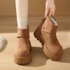 Platform Fur Ankle Snow Boots Flats Suede Warm Plush Cotton Shoes Winter High Heels Shoes Woman 2025 Trend Fad Cozy Botas Mujer