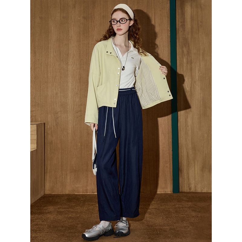 Korean Style Loose Casual Coolhut2025 Autumn Women's New Jacket with Baseball Collar