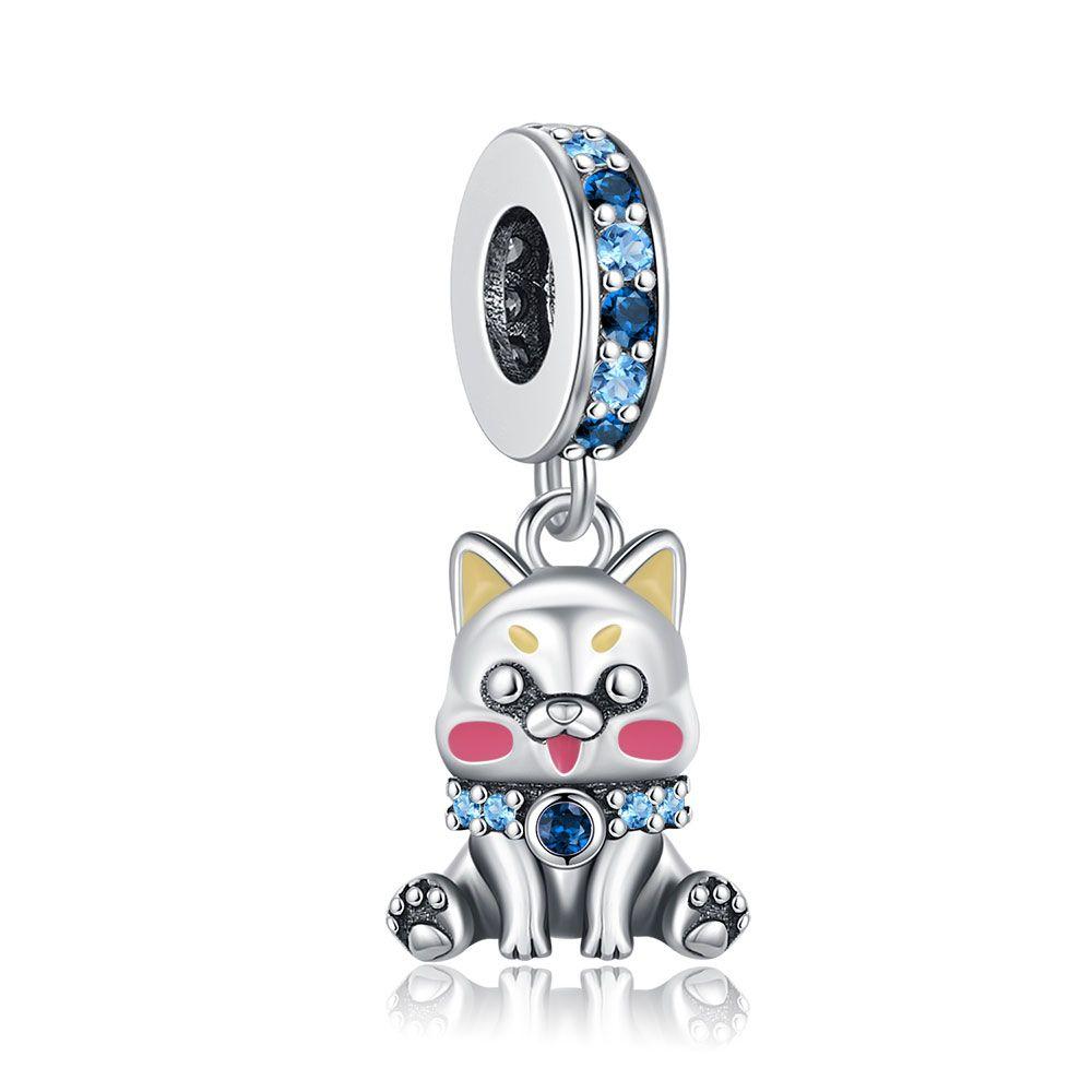 New 925 Silver Cute Cat Dog Charm Heart Pendant Beads Fit Bracelet DIY Women Jewelry Fine Gift
