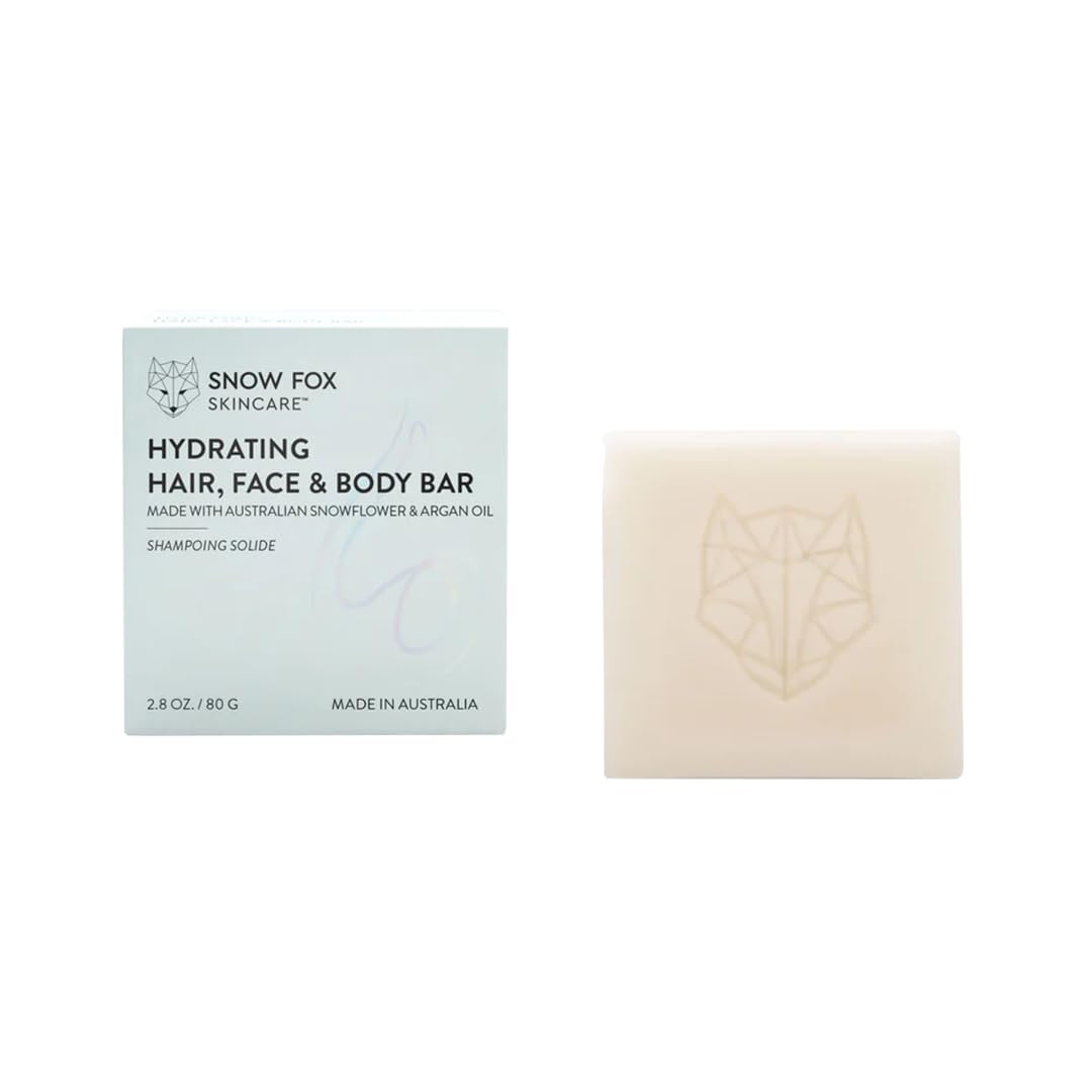 

Увлажняющий шампунь Snowfox Hydrating Shampoo Bar Увлажняющий и блестящий твердый шампунь унисекс без синтетических поверхностно-активных веществ для ухода за волосами Веганский комплексный (80г) [Официально]