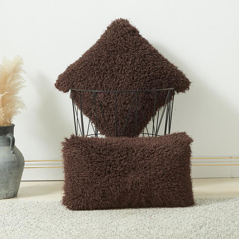 

Осень Зима Однотонный Плюшевый Мех Ягненка Соломенный Бархат Наволочка Вставка Не Включена Поясничная Льняная Наволочка 30*50cm+45*45cm