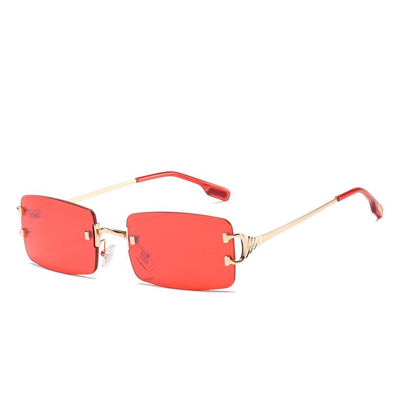 2020 randlose Sonnenbrille, Personalisierte quadratische Brille, Vielseitige Sonnenbrille mit kleinem Rahmen für Damen