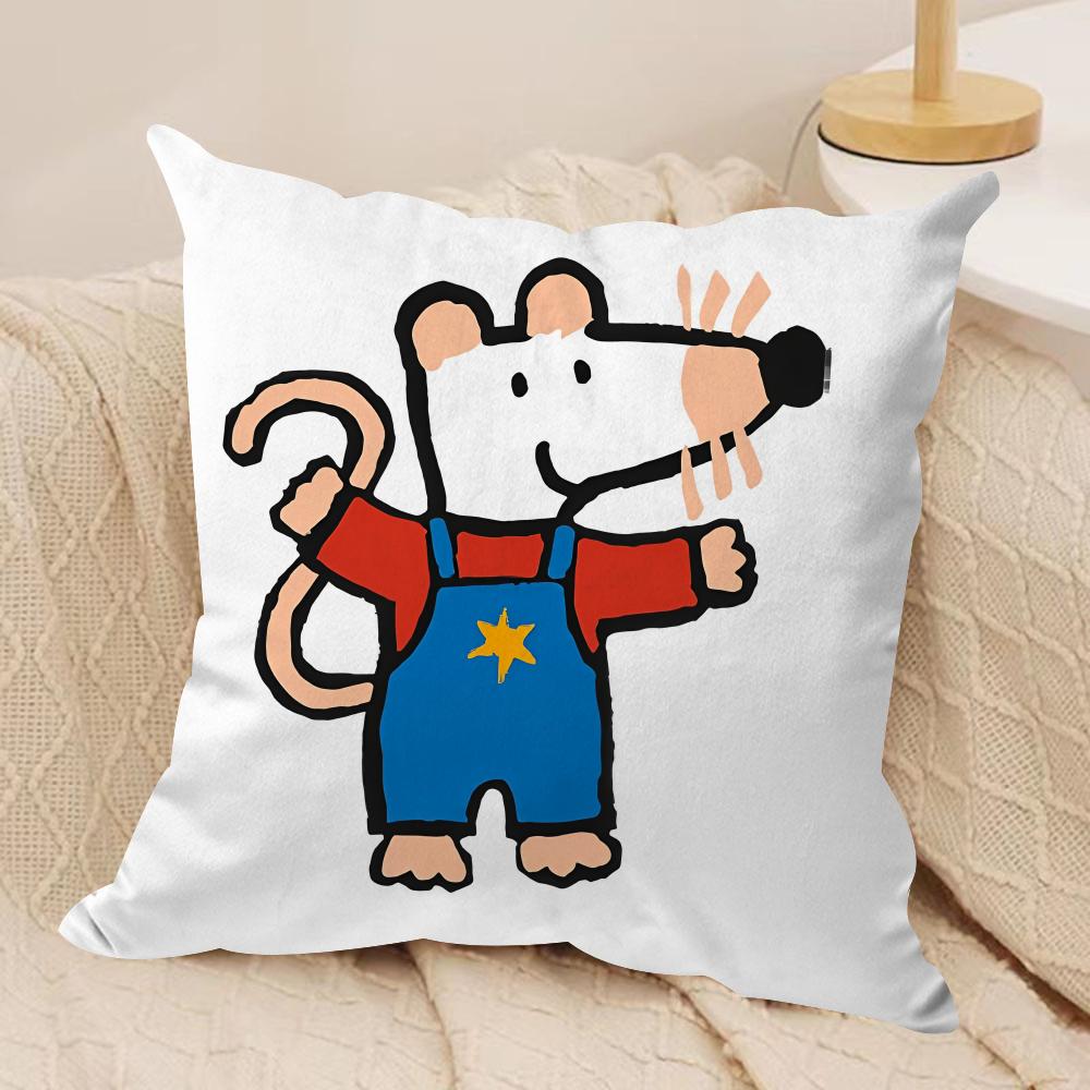 Cute B-Bobo The M-Mouse Cushion Cover Short Plush Double-Sided Print Square Throw Pillow Covers Sofa Home Cushion Decor